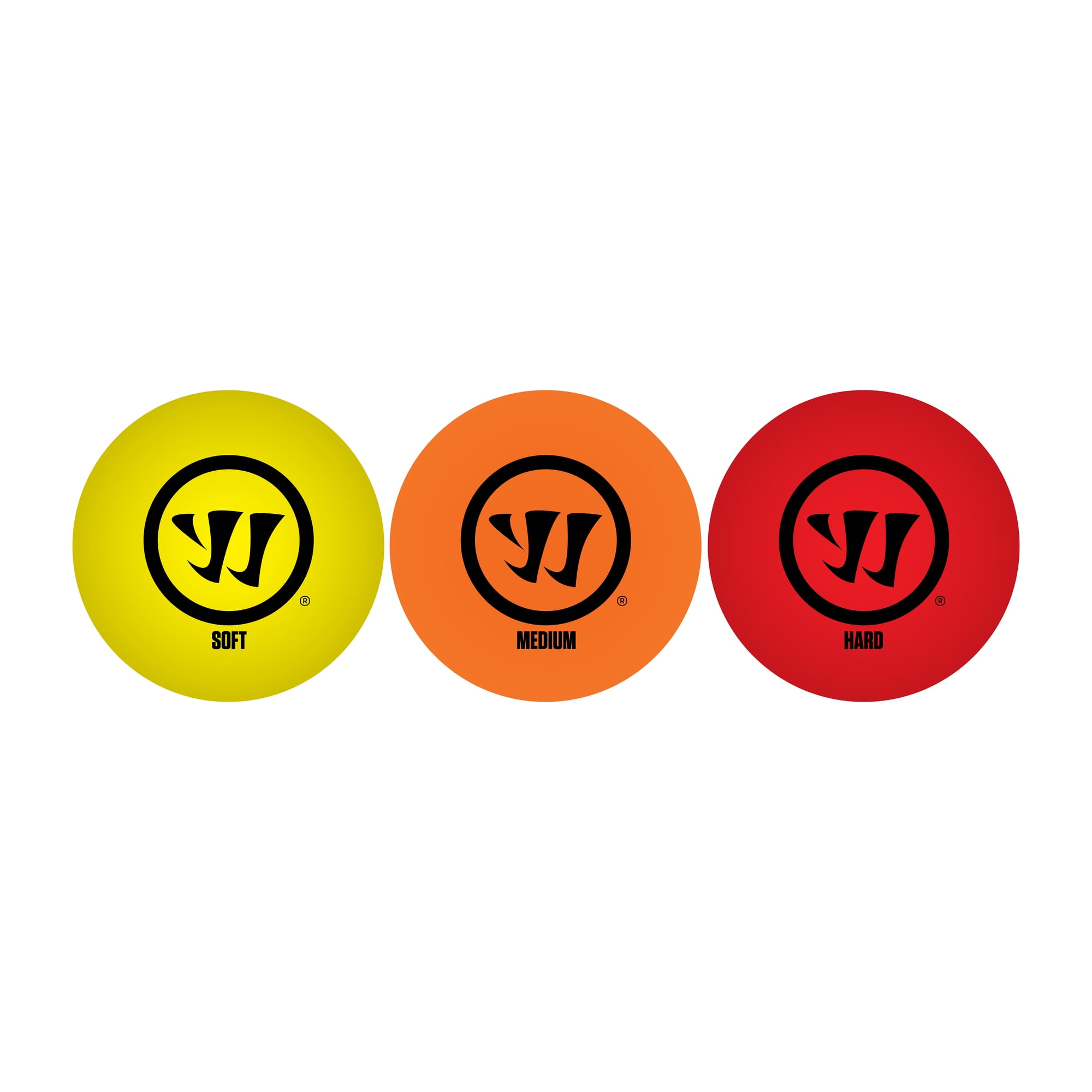 Warrior Street Hockey Balls - 3 Pack - Soft Medium and Hard Density - Yellow, Orange and Red Outdoor
