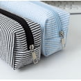 thumbnail image 4 of Vertical Thin Stripe Big Capacity Pencil Case, Distinct Dual‑Color Vertical Stripes, Handy Holder For Notes, Pens & Small Office Supplies (Orange), 4 of 5