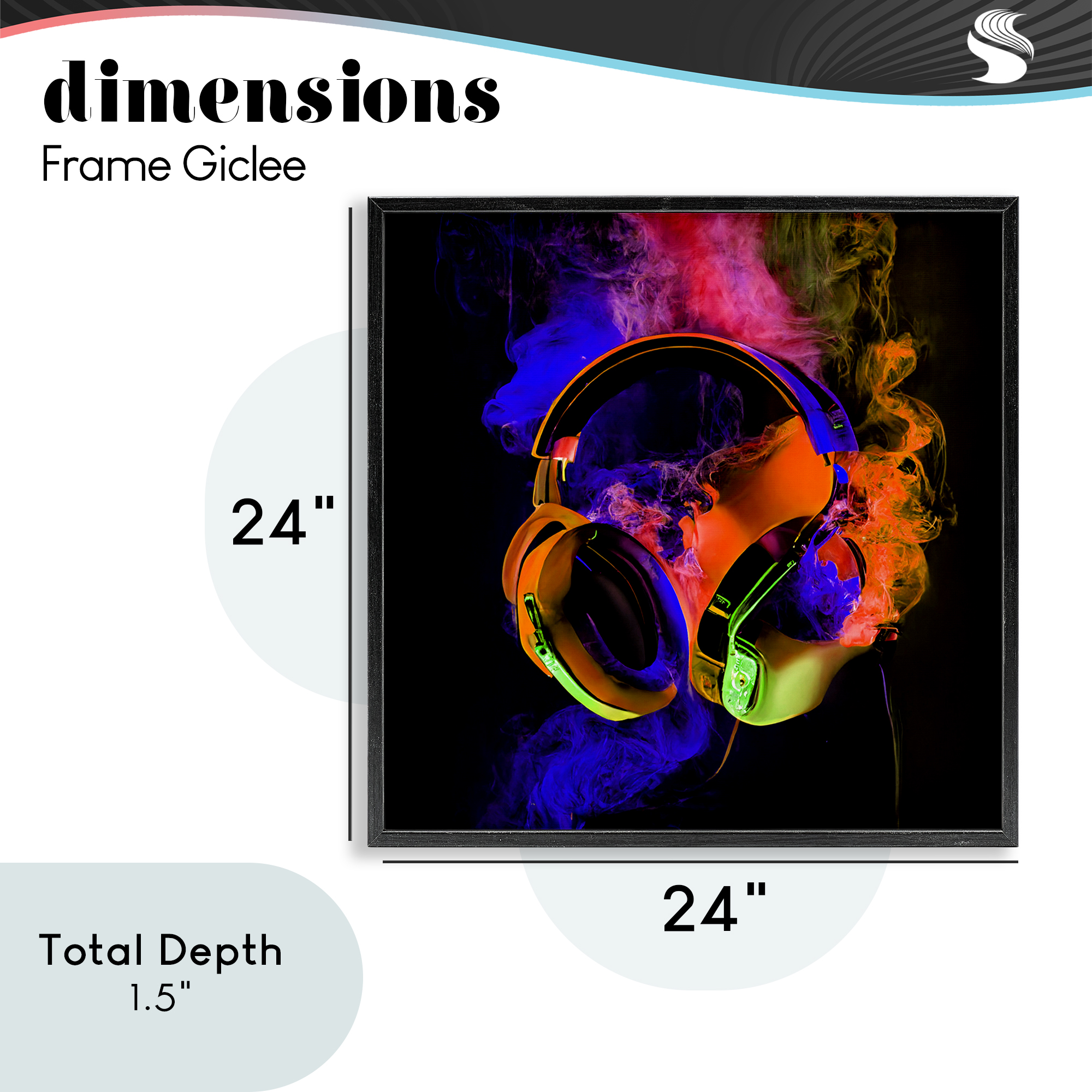 Power Play Headphones Black Framed Giclee Art, design by Sasha
