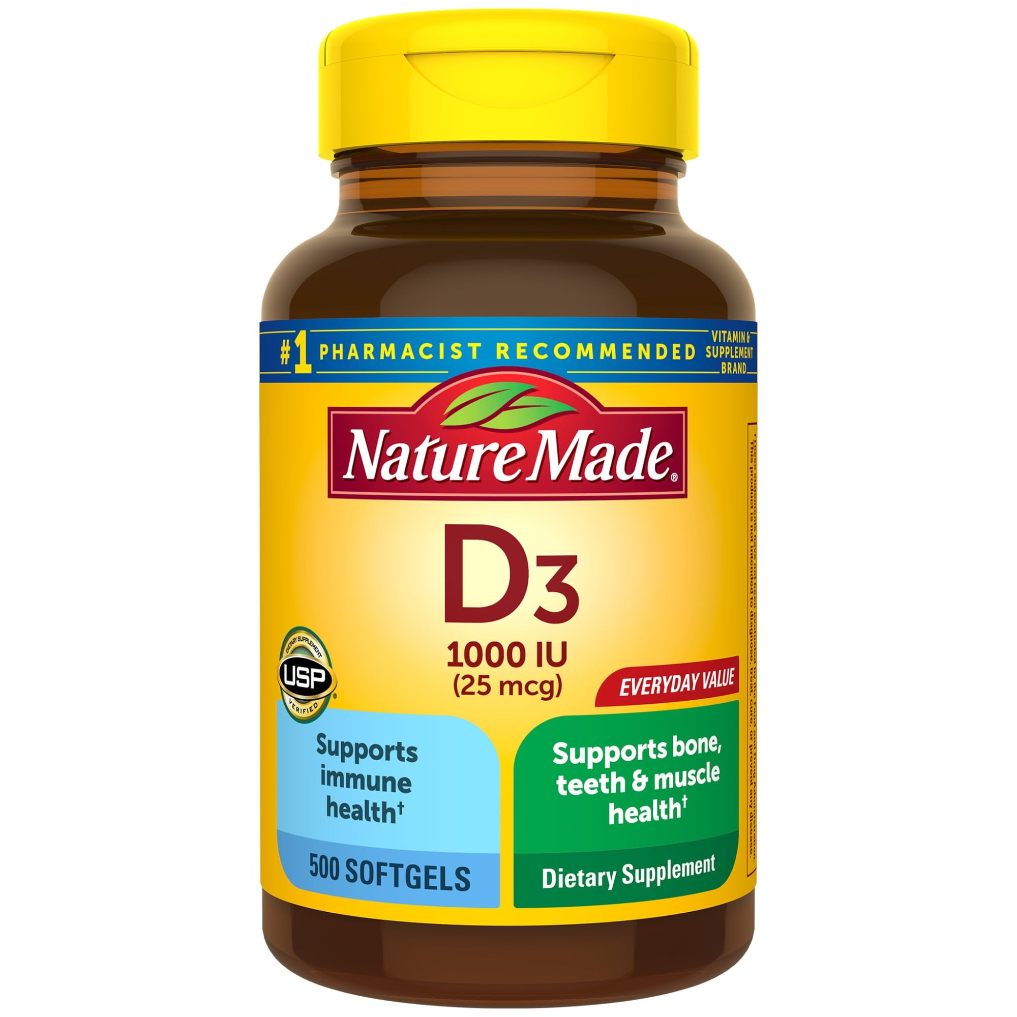 Nature Made Vitamin D3 1000 IU (25 mcg) Softgels, 500 Count
