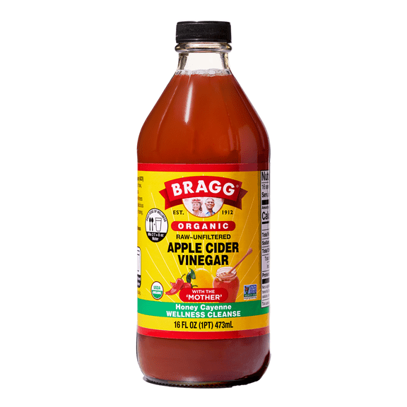 Bragg Organic Apple Cider Vinegar Honey Cayenne Wellness Cleanse, Raw and Unfiltered, 16 fl oz