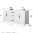 thumbnail image 4 of Beckett 72" White Double Vanity & White Quartz Top (3-Hole) & Black Trim, 4 of 5