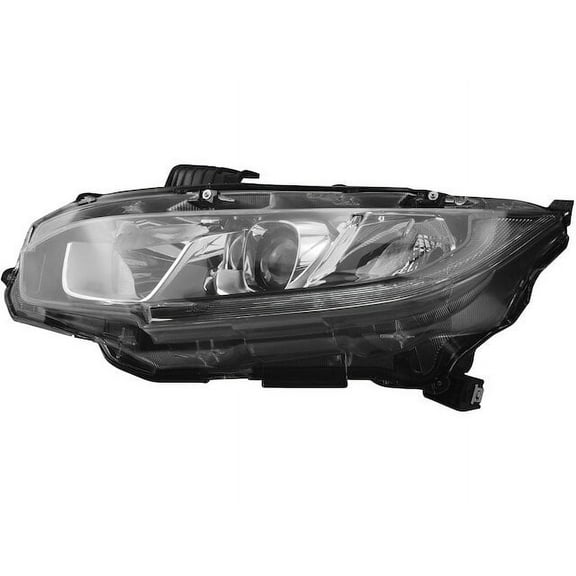 Left Driver Side Halogen Headlight Assembly - Compatible with 2016 - 2020 Honda Civic Hatchback / Coupe / Sedan 2017 2018 2019