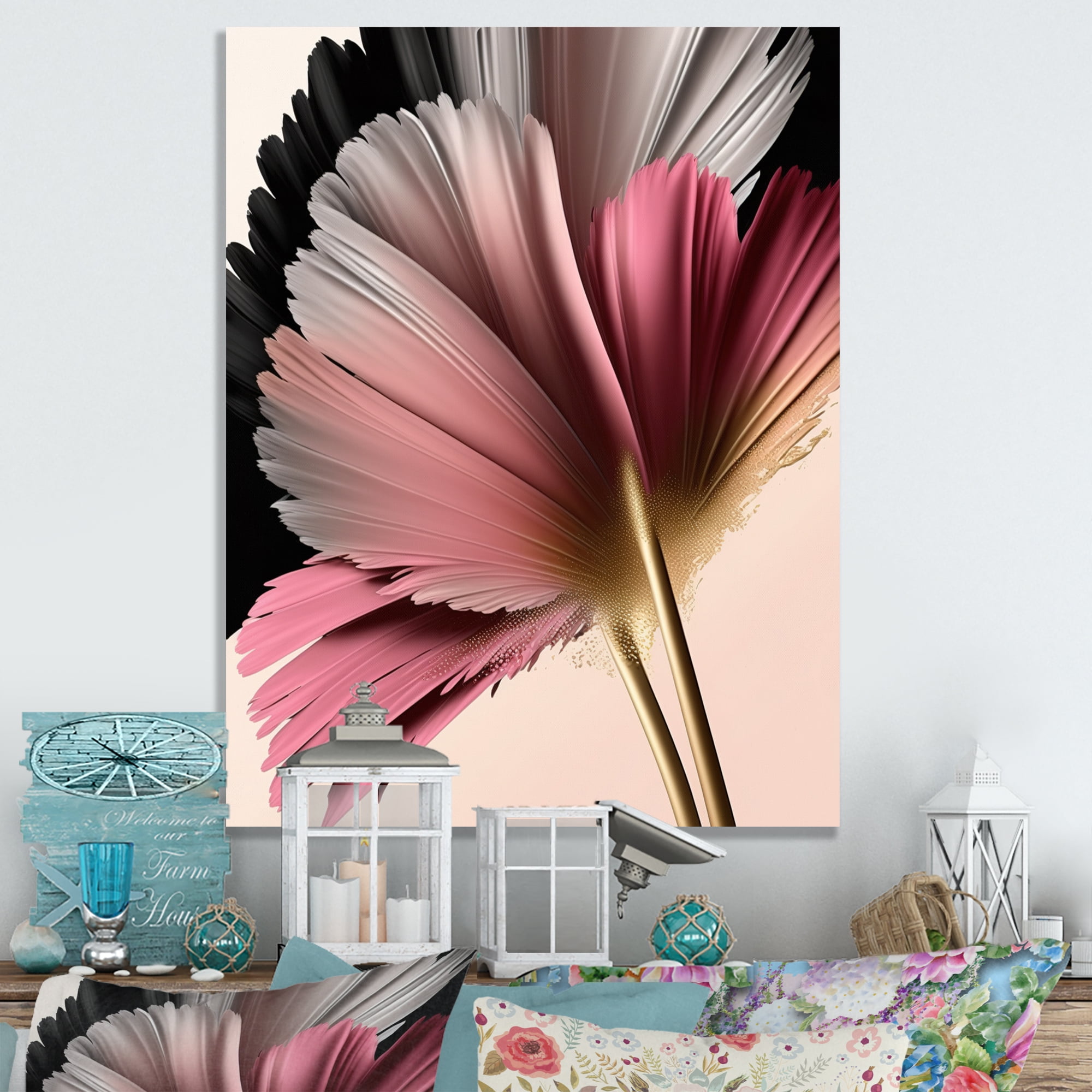 Designart Pink Gerbera Hyperrealistic Flowers V Canvas Wall Art