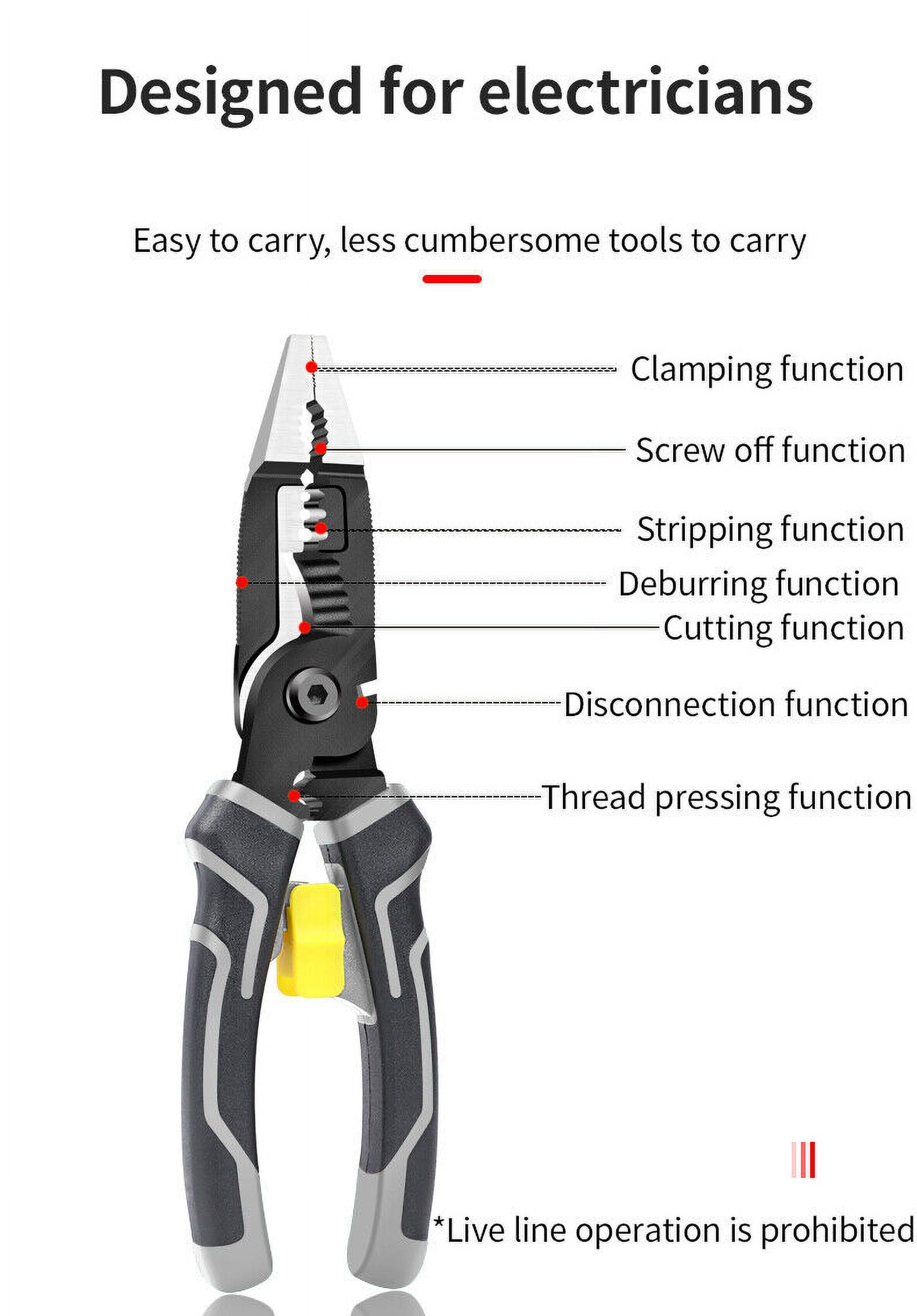 SPEEDWOX Long Nose Plier 8 Inches Cable Wire Cutters Electrical Heavy Duty  Wire Crimper Wire Stripping Tool Electric 6 in 1 Multi Tool