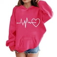 thumbnail image 2 of Mercatoo Girls Oversized Heart Hoodies Fall Winter Trendy Pullover Hoodie Pocket Personalized Graphic 𝐇ooded Sweatshirts, 2 of 5