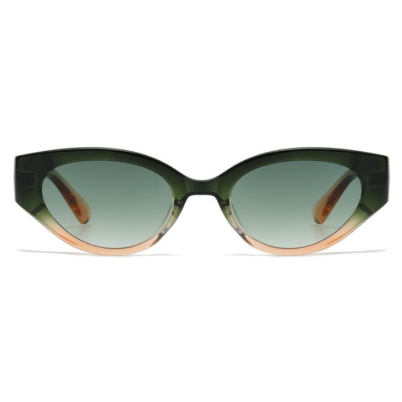 Cyxus Sunglasses for Women Cat Eye Frame UV Protection Retro Fashion Ultralight Frame Ladies Shades（1067 Green Orange）
