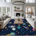 thumbnail image 3 of Cartoon Universe Space Large Area Rugs 8x10 ft Watercolor Earth Planet Cute Astronauts Washable Rug Non Slip Indoor Carpet Absorbent Floor Mat for Living Room Bedroom Dining Room, 3 of 9