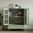 thumbnail image 3 of Tcbosik 28" Sideboard Buffet Cabinet with 2 Glass Doors, Modern Accent Cabinet with Adjustable Shelf, Storage Cabinet with Drawer, Credenza for Kitchen, Entryway, Dining Room, Easy Assembly, Green, 3 of 9
