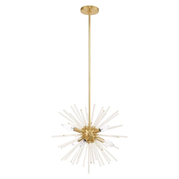 41254-12 Livex Lighting Utopia - 6 Light Pendant in Mid Century Modern Style - 20 Inches wide by 25.25 Inches high-Satin Brass Finish    -Traditional