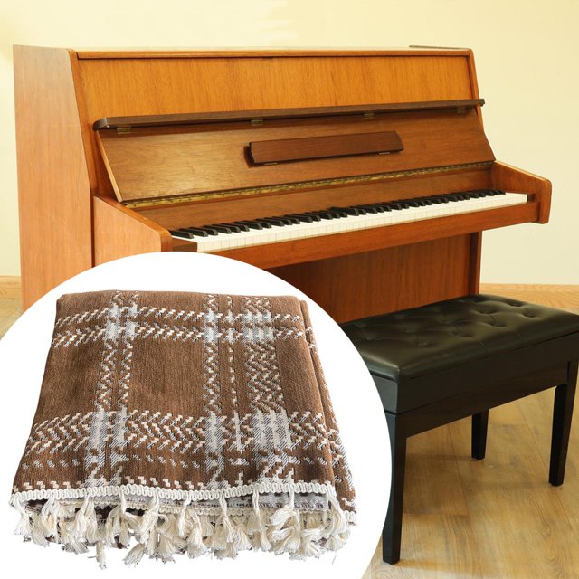 Funda para piano, accesorio de piano, regalo, decorativa, elegante, portátil, ligera, reutilizable, duradera, funda protectora a prueba de polvo. Media cubierta marrón