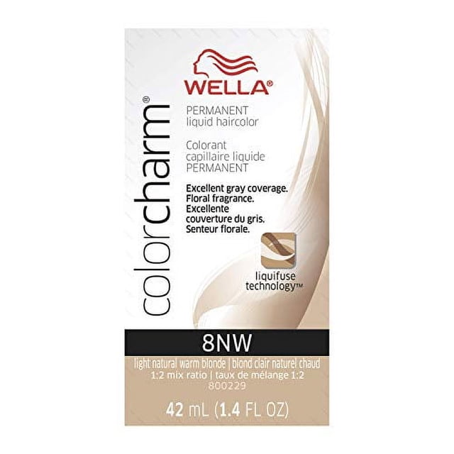 Tinte líquido permanente Wella Color Charm 8NW Rubio cálido natural claro 1.42 oz