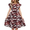 thumbnail image 2 of Pisexur Robes pour Filles Mignonnes d'Été Décontractées à Imprimé Floral à Volants Manches Courtes à Volants Plissées Robe T-Shirt Ligne A pour Enfants Rouge, 11 Ans, 2 of 8