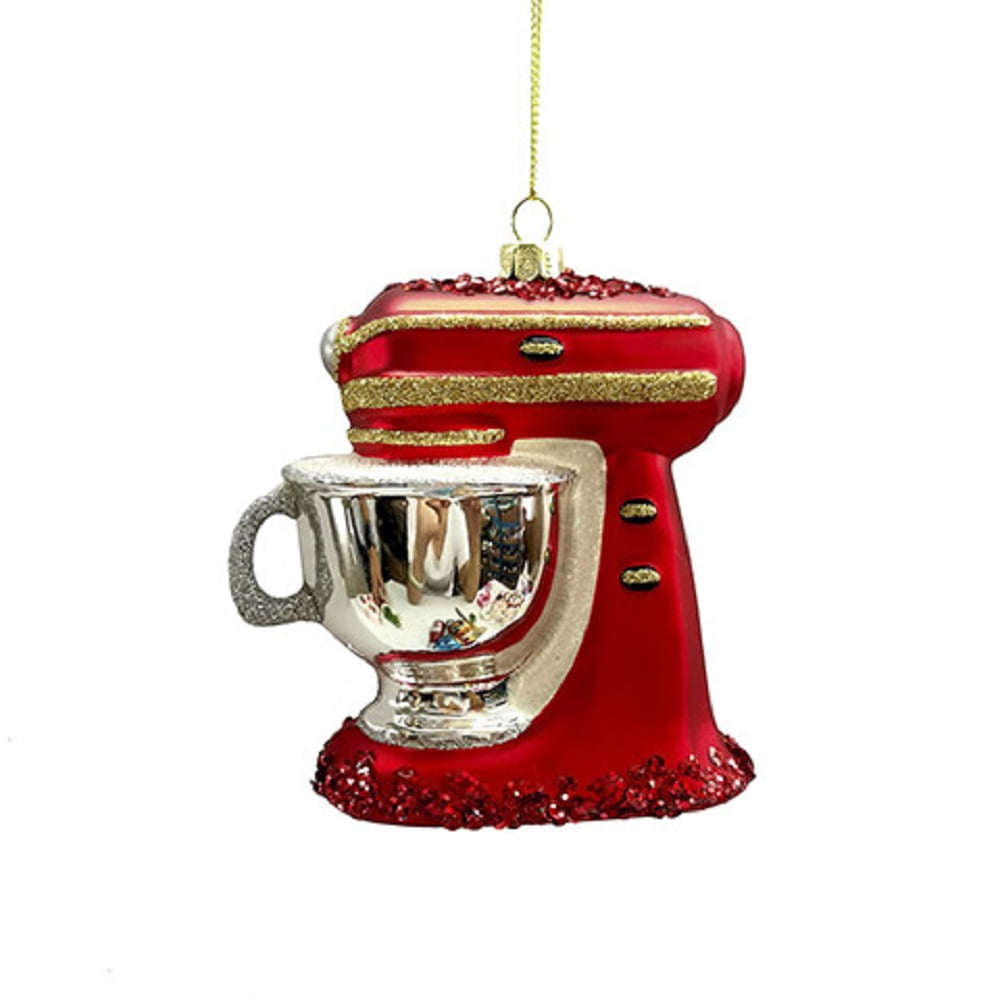 Red Kitchen Stand Mixer Glass Christmas Ornament 4 X 4.5 Inches New