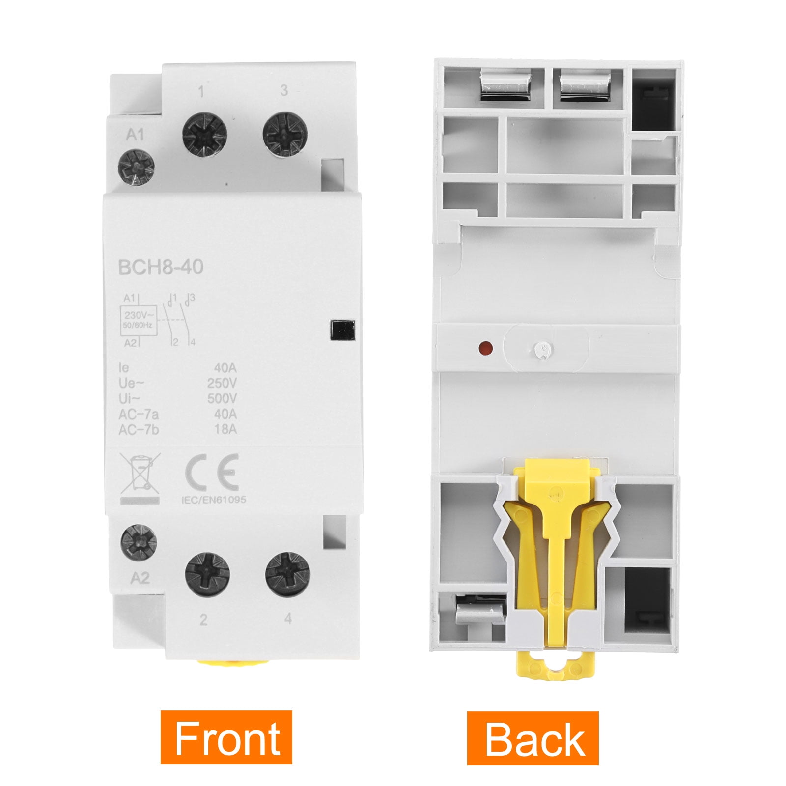 Uxcell AC Contactor 40A 2 Pole 2NO 230V Load and Lighting Circuit Control DIN Rail Mount