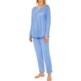 thumbnail image 3 of GESJQFZ Women Buttons V Neck Solid Color Long Sleeve Top Long Pants Pajama Set, 3 of 4