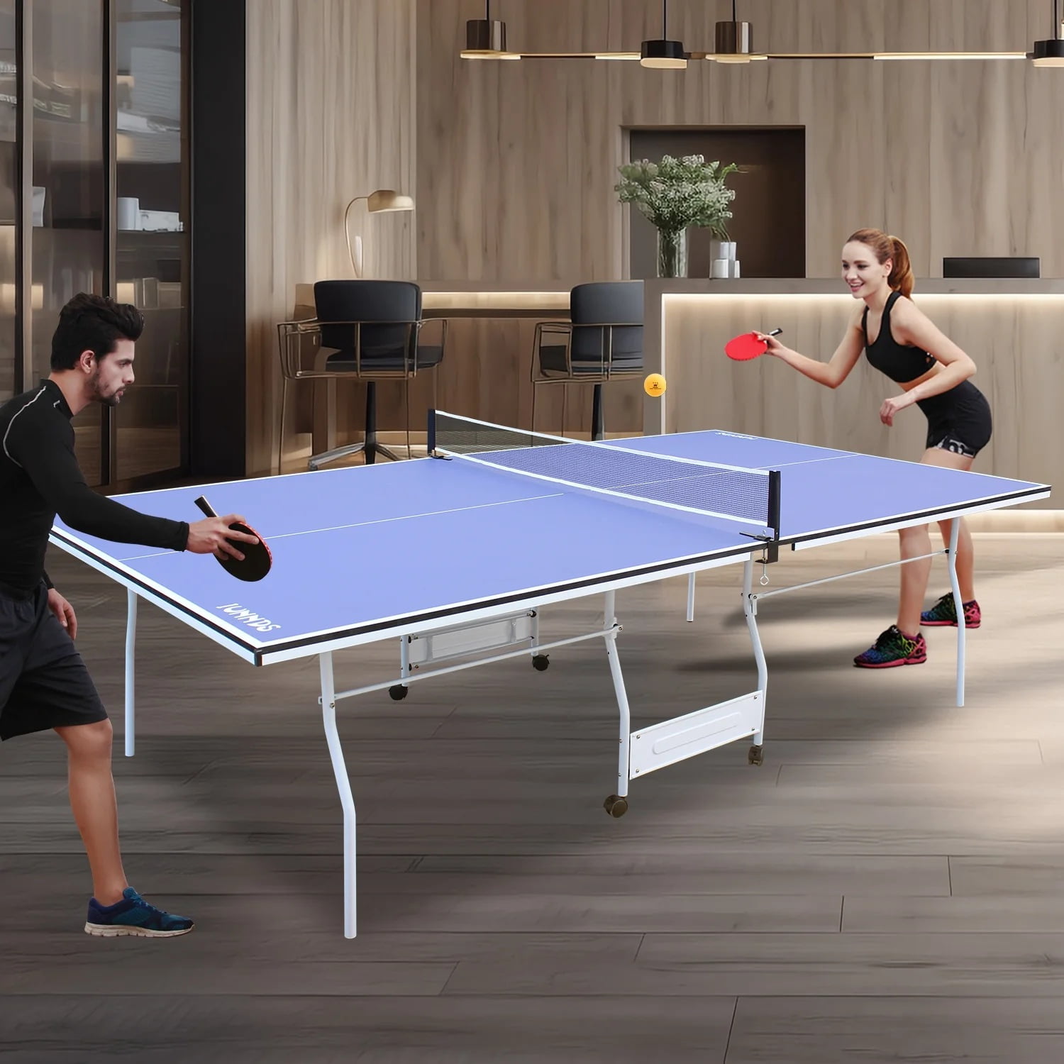 HooKung 9'X5' Foldable Ping Pong table, 0.5'' Thick for Indoor Outdoor