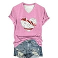 thumbnail image 5 of Pink Womens Blouses Women's Baseball Festival Solid Color Baseball Printed V Neck Short Sleeved Top Ladies Tops and Blouses, 5 of 6