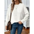 thumbnail image 2 of Womens Sweaters Fall Casual Long Sleeve Light-Weight Oversized Pullover Sweater Tops White S, 2 of 5