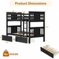 thumbnail image 2 of LAZZO Twin Over Twin Bunk Bed with 2 Storage Drawers, Convertible Wood Bunk Bed Frame with Ladder and Full-Length Guardrails, Black, 2 of 8