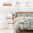 thumbnail image 6 of 3 Piece Summer Palm Trees Duvet Cover Set Twin Size, Microfiber Comforter/Quilt Cover with Corner Ties and 2 Pillowcases, Vintage Botanical Tropical Leaves All Season Soft Bedding with Zipper Closure, 6 of 8