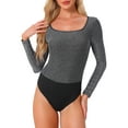 thumbnail image 1 of INSPIRAR CHIC Body de Fiesta para Mujeres con Puntos Metálicos Brillantes Cuello Cuadrado de Manga Larga Tallas XL Plata Negro, 1 of 6