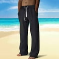 thumbnail image 2 of Wyobmus Mens Summer Casual Pants Loose Fit Elastic Waist Drawstring Pants Lightweight Barrel Leg Trousers S-3X Black, 2 of 8