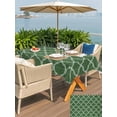 thumbnail image 6 of 60x120 Inch Outdoor Tablecloth with Umbrella Hole Zipper Rectangle Dark Green Moroccan Rectangular Tablecloths Outside Waterproof Middle Century Quatrefoil Plaid Art Patio Table Cover for Picnic, 6 of 8