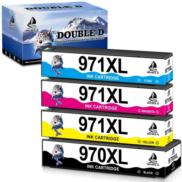 Paquete de 4 cartuchos de tinta DOUBLE D compatibles con HP 970XL 971XL