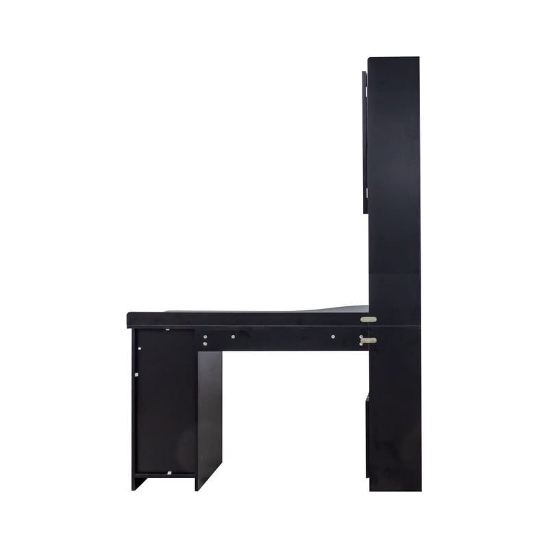 L-Shaped Corner Computer Desk with Cabinets and 1 Drawer, Office Desk with Bookshelf and Hutch, Writing Table Large Workstation with Open Shelves