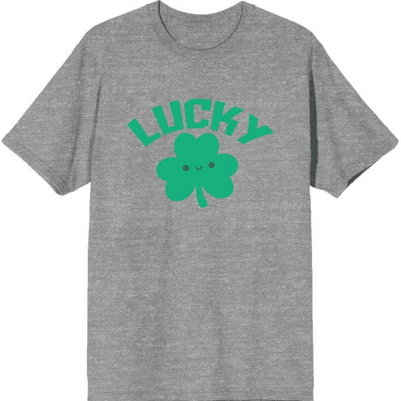 St. Patrick's Lucky Clover Heather Gray Men's Crew Neck Short Sleeve Tee-XL