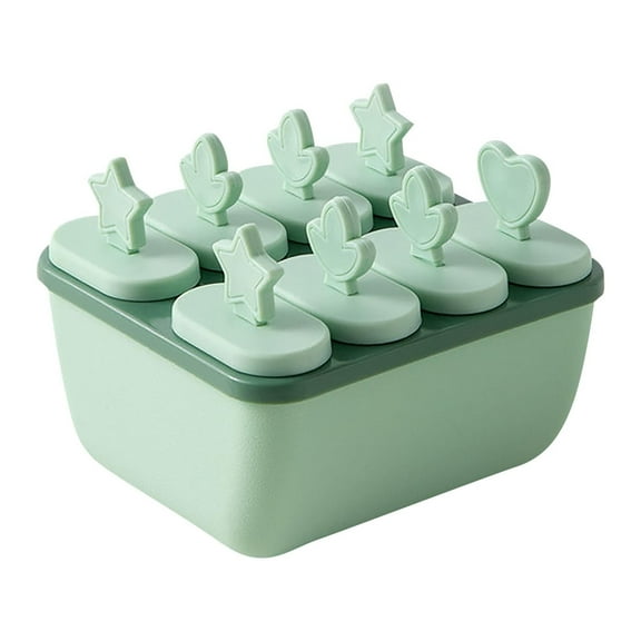 PFFRIZ 2PCS Green Popsicle Mould,Large Capacity 8 Popsicles Making Tool, Popsicle With Lid Ice Cream Tray,Reusable Popsicle Making Tool,Suitable for Juice,Puree,Yogurt,Fruit,Pudding(A-2PCS)