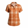 thumbnail image 6 of MLCDZ Plaid Shirts for Women Short Sleeve Button Down Collared Casual Loose Fit Summer Lightweight Breathable Beach Vacation Blouses, 6 of 6