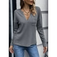 thumbnail image 2 of V Neck Patch Pocket Knit Sweater Gray Large, 2 of 2
