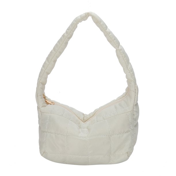 Bolsos de hombro para mujer Bolso de compras de color sólido simple acolchado de tela (blanco) Ehuebsd Para Estrenar