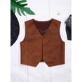 thumbnail image 3 of DPOIS Kids Role Play Western Cowboy Vest Open Front Fringed Waistcoat Jacket Brown 8, 3 of 6