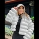 thumbnail image 5 of Chaqueta de Piel Sintética para Mujer, Abrigo Corto Abullonado de Larga, Abrigo Cálido de Invierno. Gris L, 5 of 8