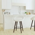 thumbnail image 4 of Merrick Lane 24" Cappuccino Brown Wood Bar Counter Stool, White Upholstered Seat, 4 of 15