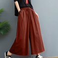 thumbnail image 5 of WIZUTIZ Women's Ice Silk Wide Leg Cropped Pants High Waist Elastic Band Lightweight Breathable Summer Trousers Solid Color Flowy Chic Soft, 5 of 5