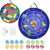 Dart Board for Kids Double Sided with 16 Sticky Balls 2 Hooks, Party Games Stocking Stuffers Dinosaur Target Toys for 3 4 5 6 7 8 9 10 11 12 Year Old Boys and Girls,19.7 Inches