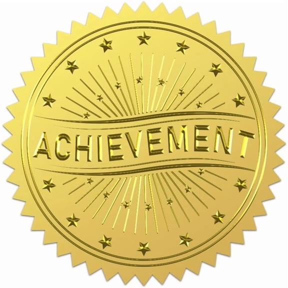 100Pcs Superior Rising Star Gold Foil Stickers 2 Inch Achievement Gold Envelopes Seals Star Round Self Adhesive Embossed Seal Labels for DIY Making