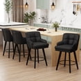 thumbnail image 3 of MultiHaven 26.2-Inch Bar Stools Set of 2,Swivel Counter Height Bar Stool with Plaid Back & Armrests,Solid Wood Legs PU Leather Kitchen Chairs for Bar,Cafe - Black, 3 of 10