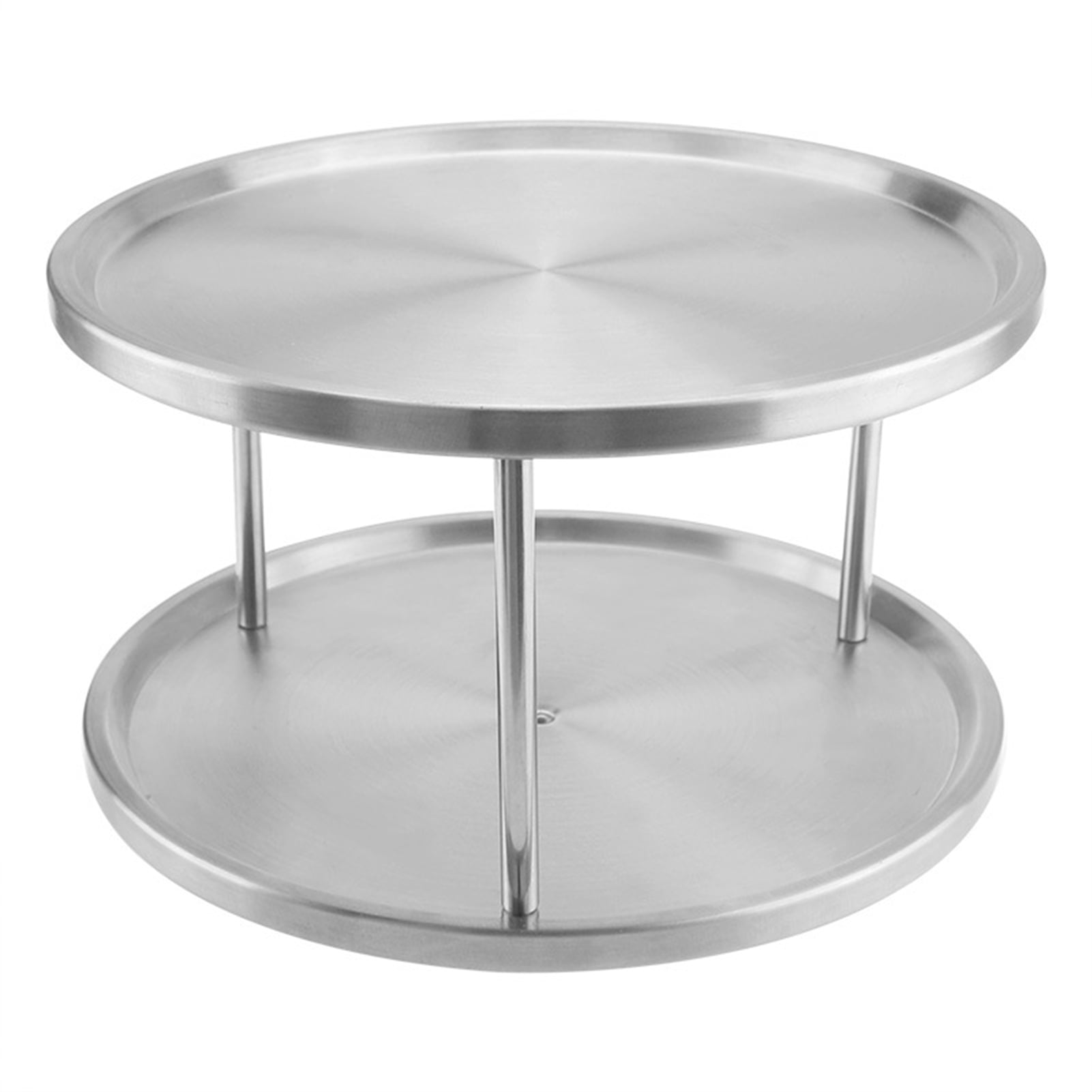 Stainless Steel 2-Tier Lazy Susan 360 Degree Turntable Revolving Swivel Stand 
