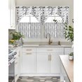 thumbnail image 4 of Black Grey Botanical Swag Kitchen Curtains Sets for Windows 24 Inch Length, Spring Floral Summer Farmhouse Short Window Curtain Panels Swags Valances and Tiers 3 Piece Set for Cafe/Dining Room, 4 of 5
