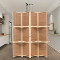 thumbnail image 2 of THY COLLECTIBLES Freestanding Wood Frame Woven Bamboo 4 Panels Hinged Privacy Panel Screen Partition Wall With 2 Display Shelves Holding Room Divider With Shelves-Bamboo (Brown), 2 of 5