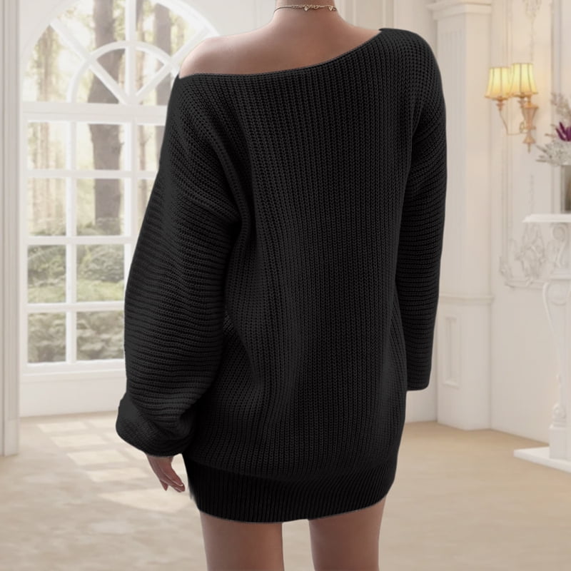 strapless open back dress Mimi Pink Long Sleeve Off Shoulder Knit Mini Dress main image 0