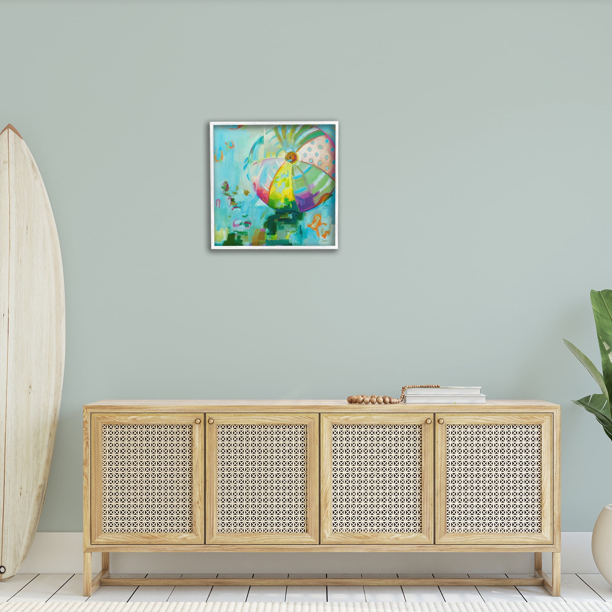 Stupell Industries Modern Beach Ball Pattern Abstract Painting White Framed Art Print Wall Art, 24 x 24