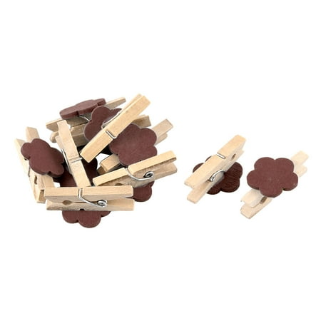 Decorating Clips - Card Photo Decorating Flower Shape DIY Crafts Wooden Clip Brown 10pcs