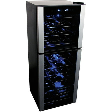 Koolatron Elite Series 45 bottle Dual Zone Wine Fridge WC45, Stainless steel trim