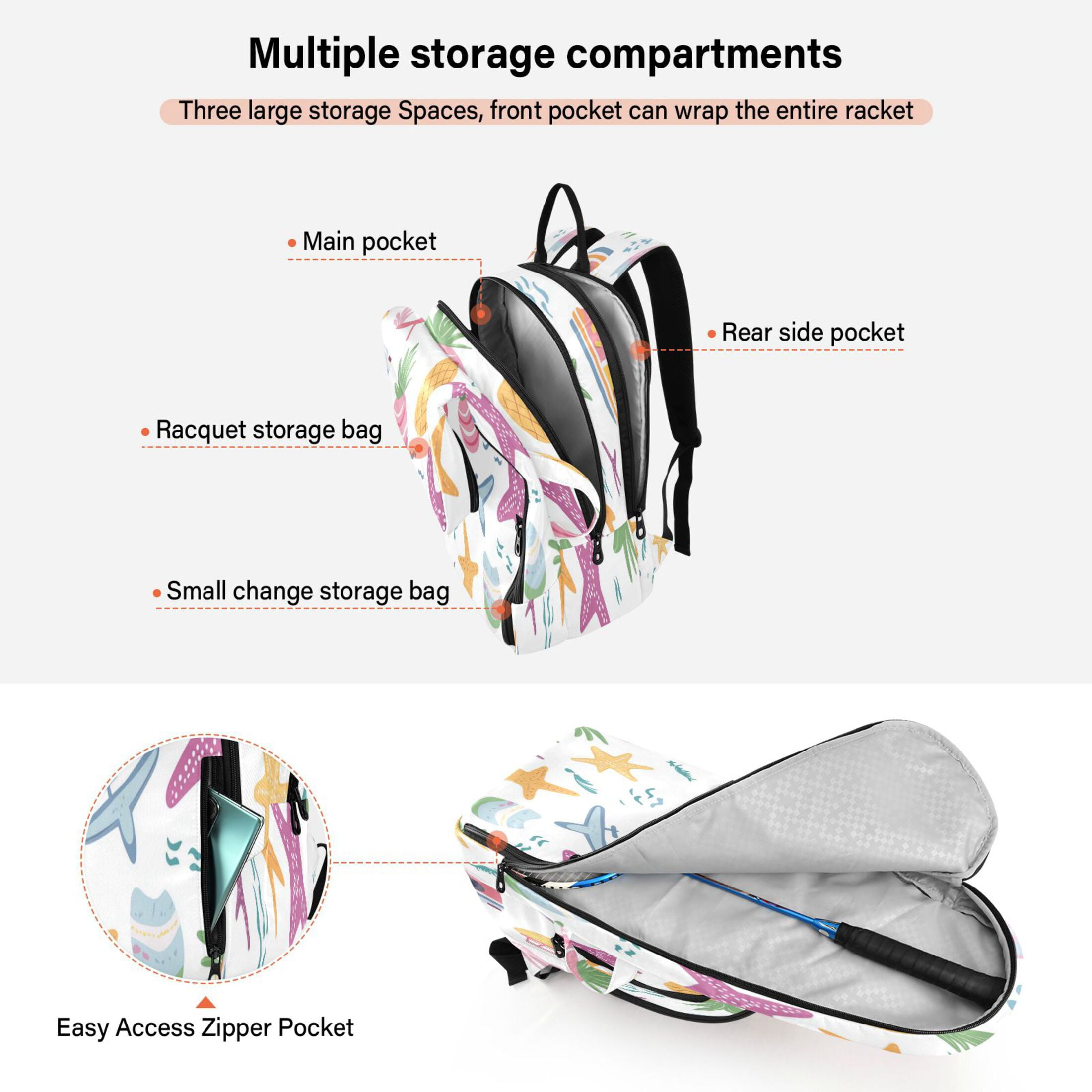 2 Racquet Holder Tennis Backpack Tennis Racket Covers Gym Bags Summer Beach